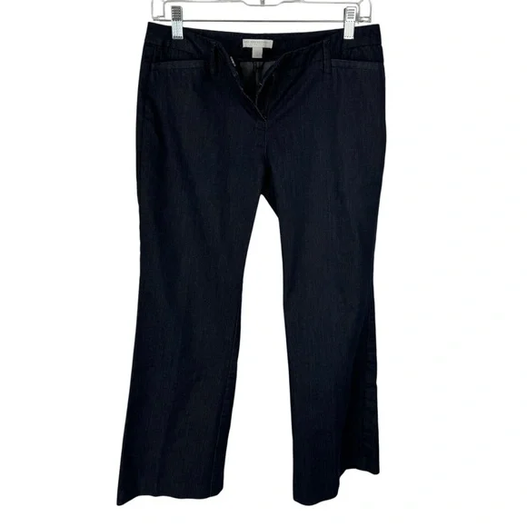 Petite Dark Wash Stretch Pants • Flare Leg Career Work Office Trouser Denim 6P - Picture 3 of 10